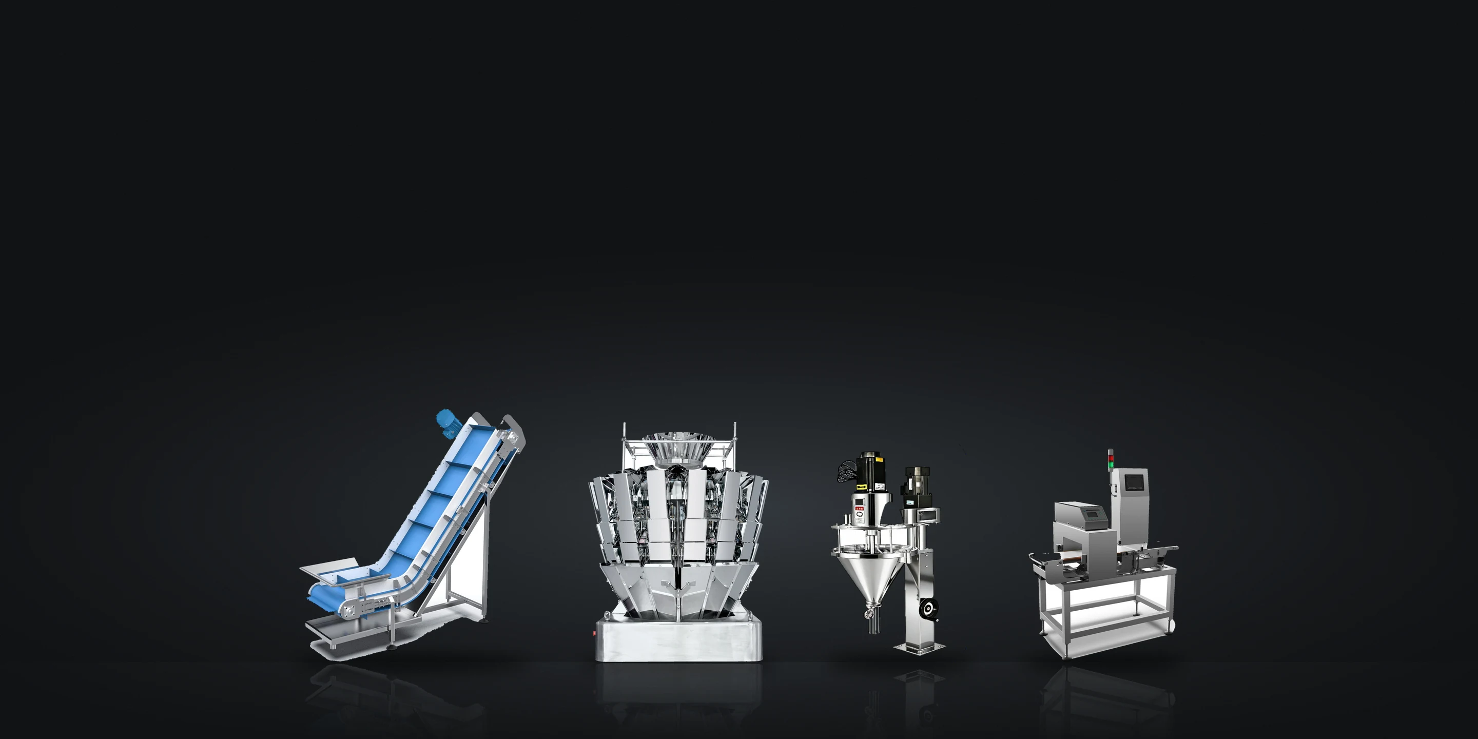 Inclined feeding conveyor, multihead weigher, auger filler, and checkweigher with metal detector