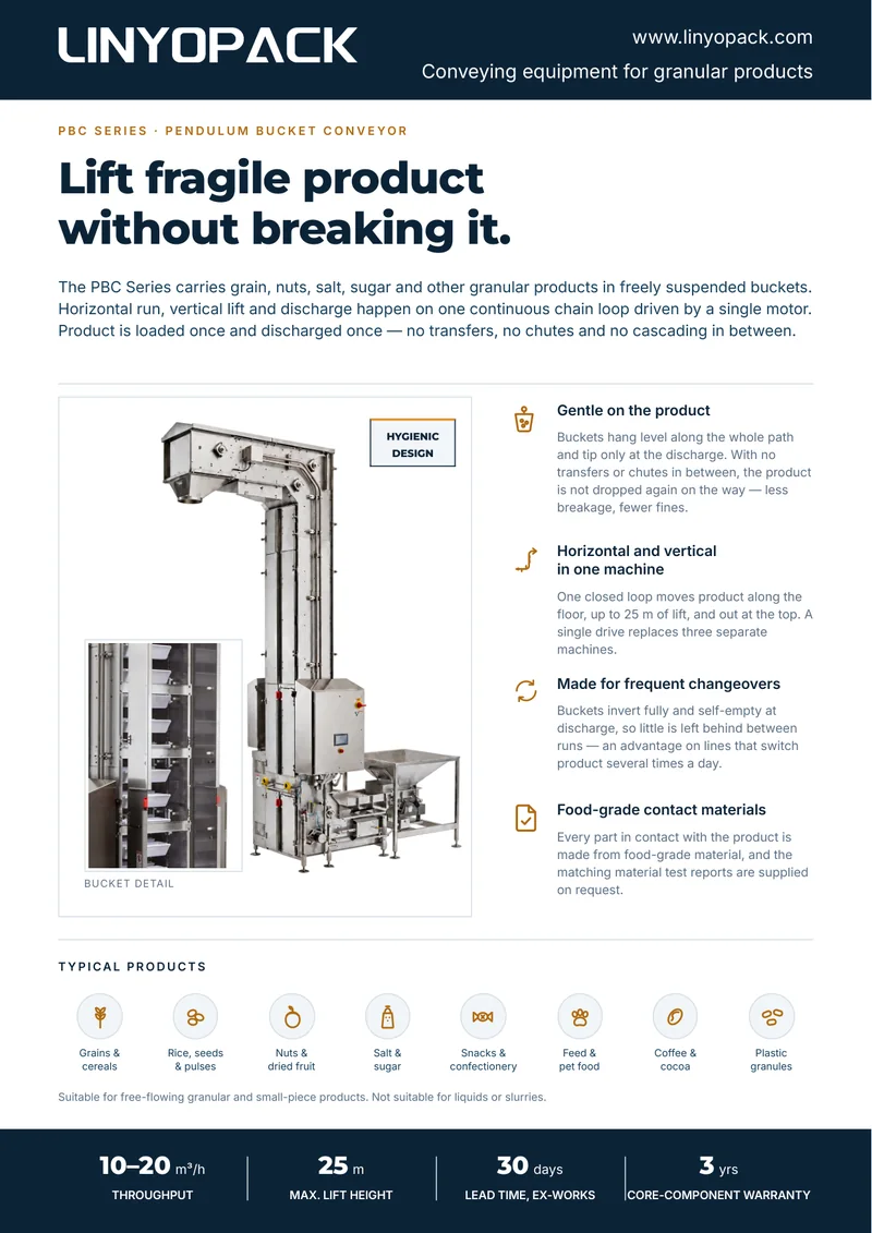 Cover of the Hygienic Pendulum Bucket Conveyor brochure