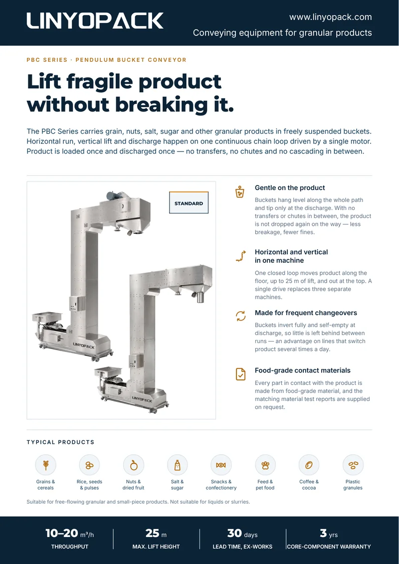 Cover of the Standard Pendulum Bucket Conveyor brochure