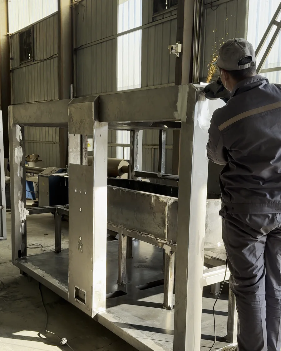 A machine frame being built in our workshop
