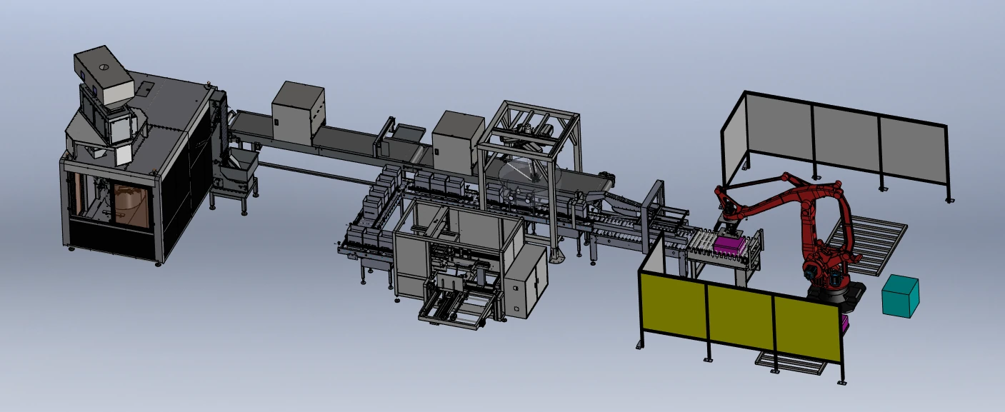 Layout drawing of a high-speed bagging line