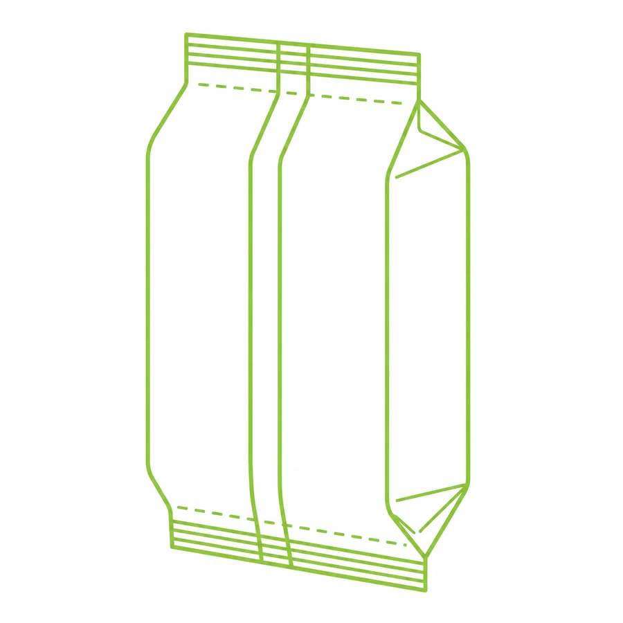 Line drawing of a side gusset bag