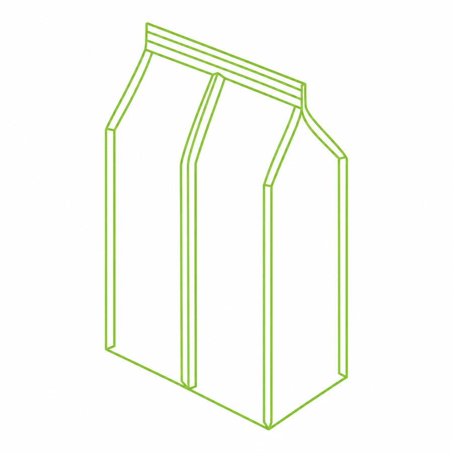 Line drawing of a quad-seal bag