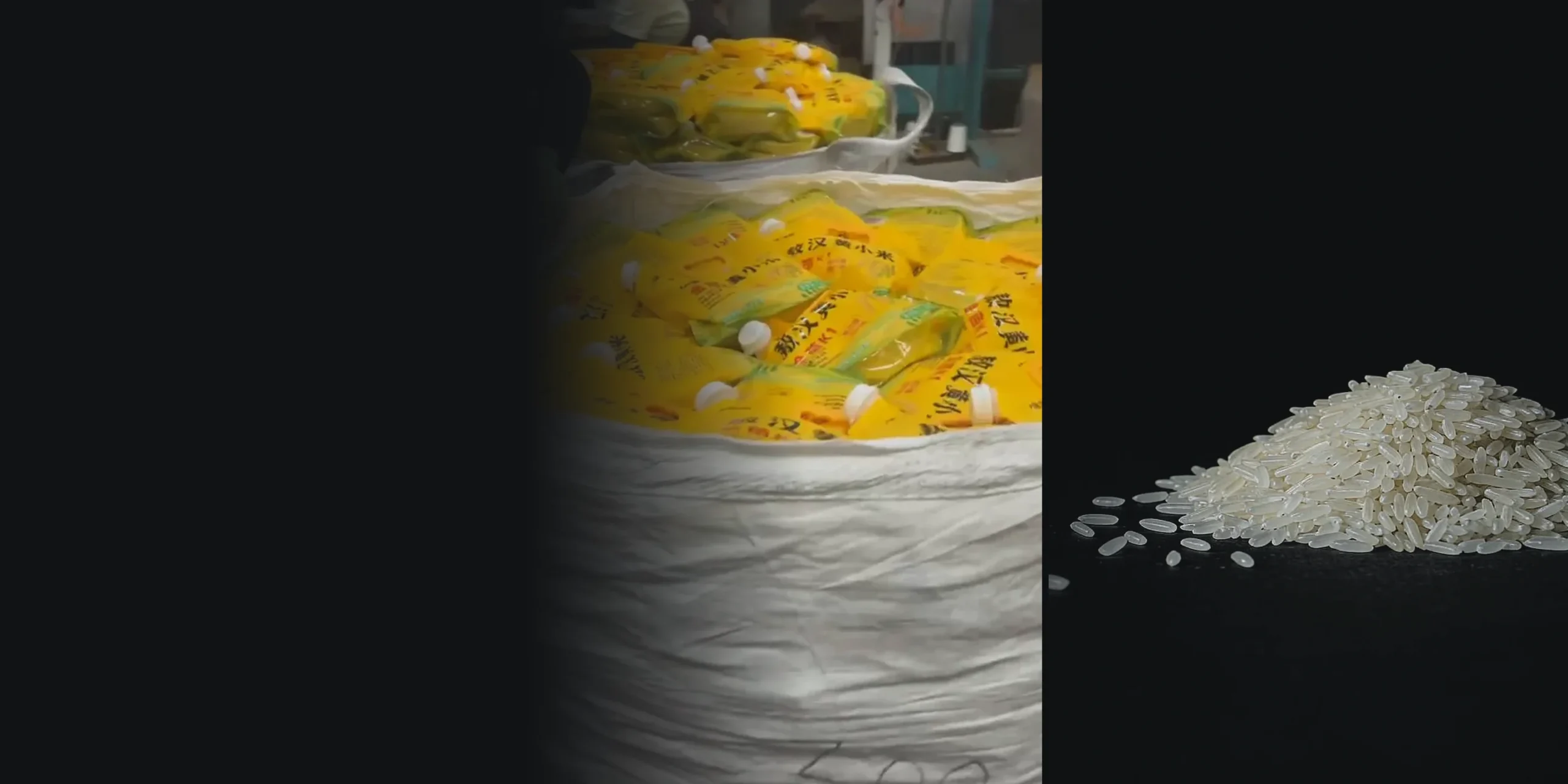 Spouted rice pouches and long-grain rice