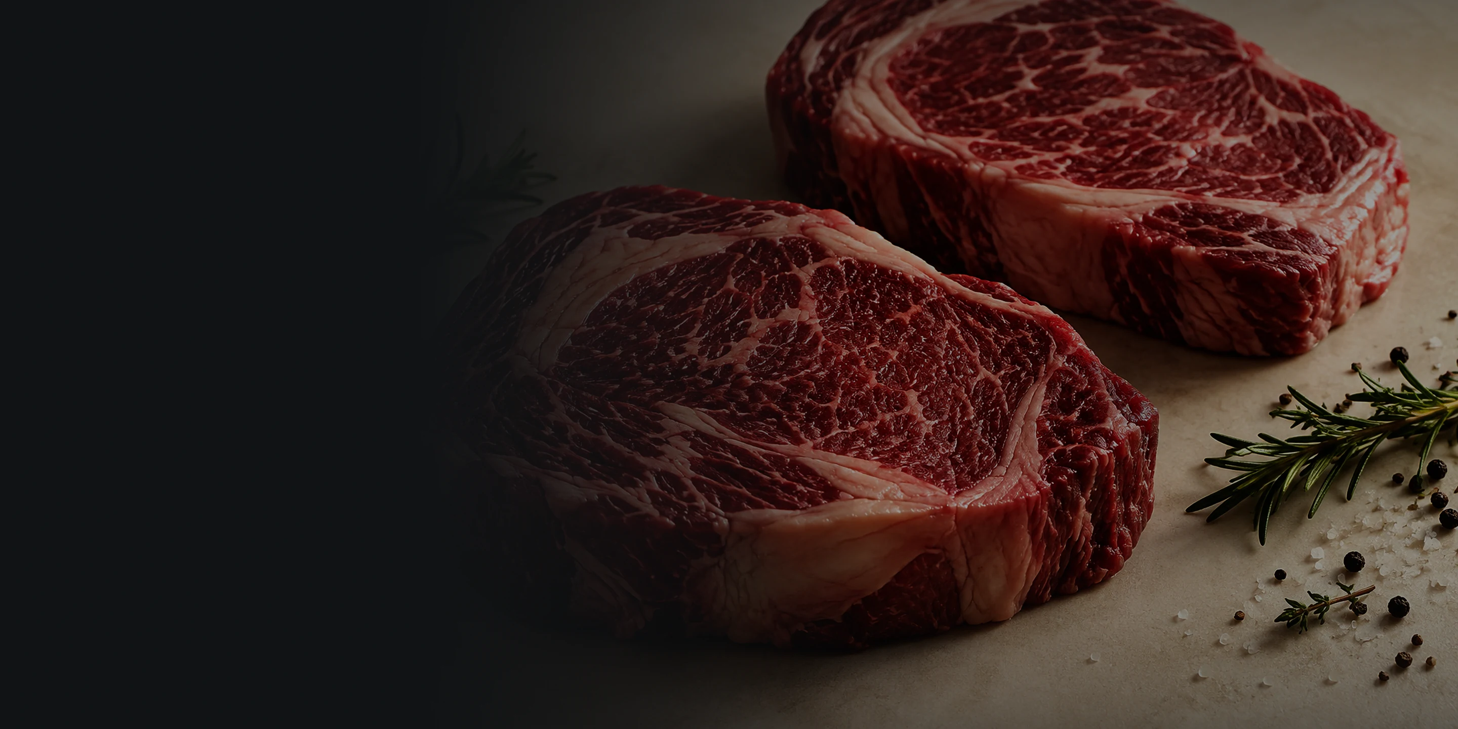 Raw beef steaks