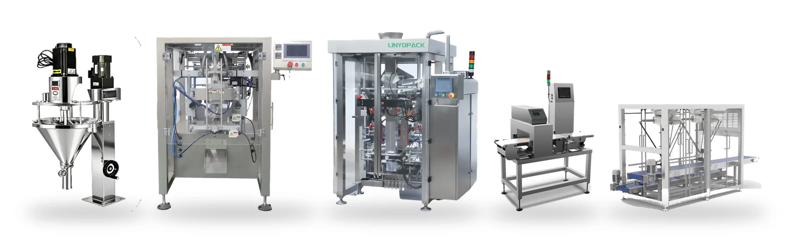 Auger filler, VP Series, VGT, checkweigher and case packer