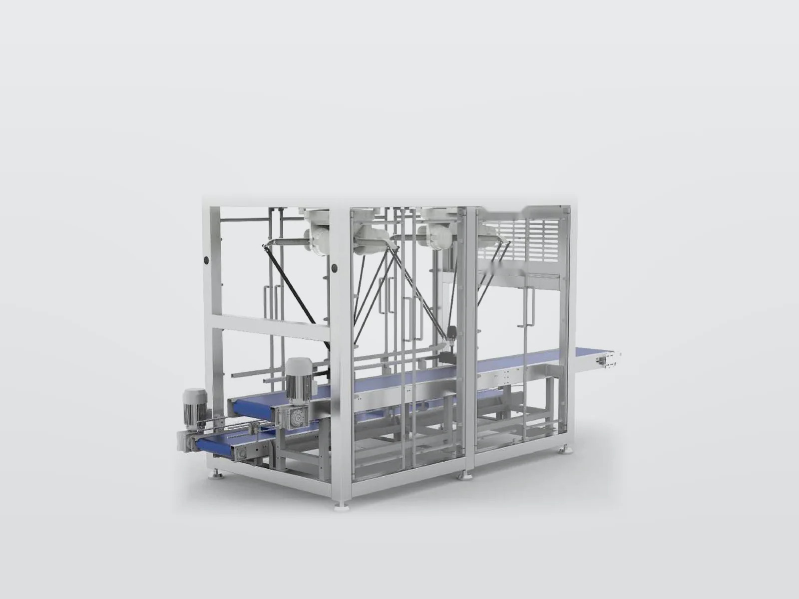 Robotic case packing cell with a delta robot