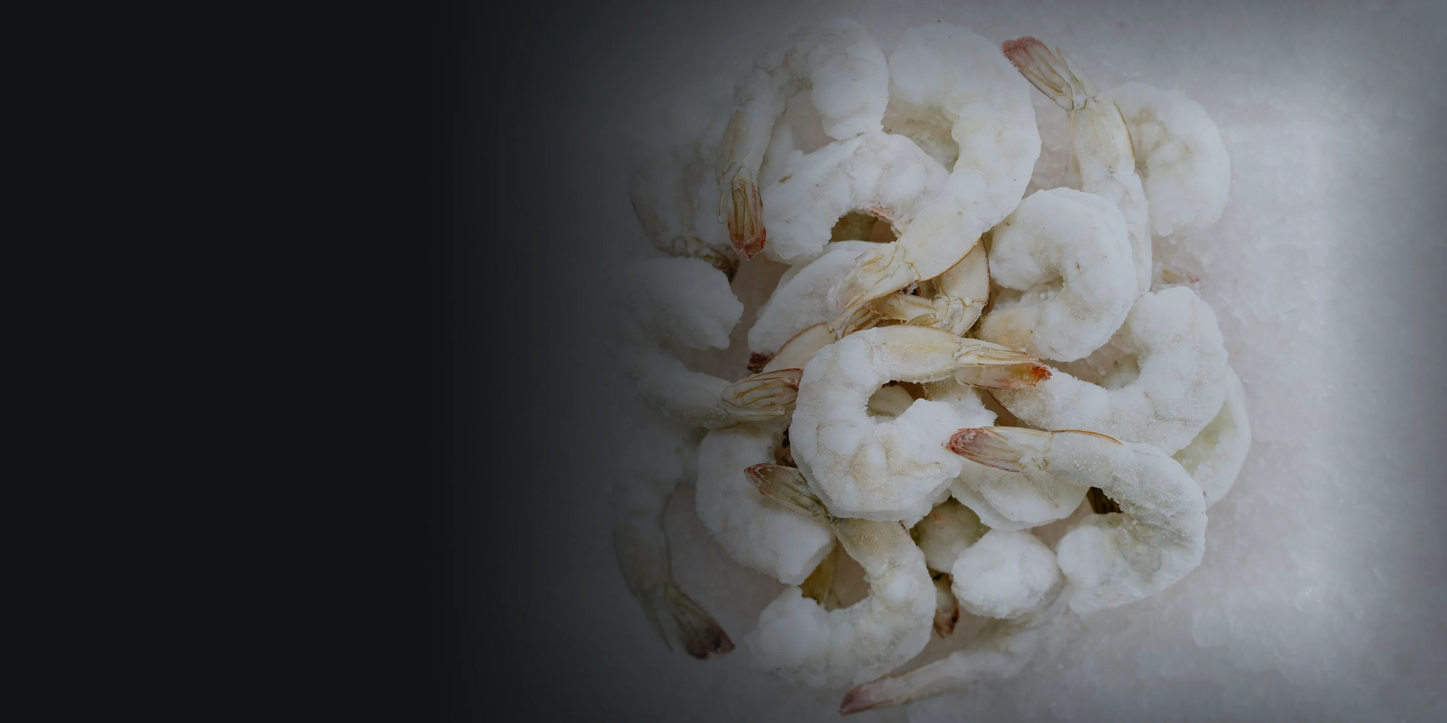 Raw shrimp on crushed ice