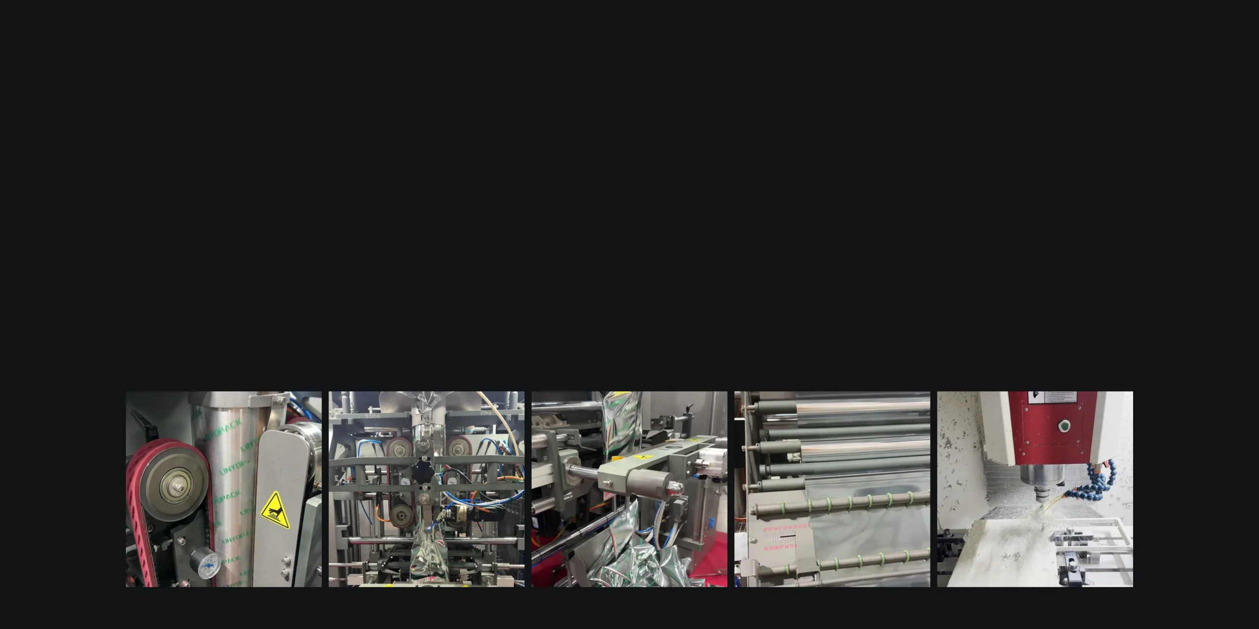 Film drive, forming set, sealing area, film rollers and CNC machining in the LINYOPACK workshop
