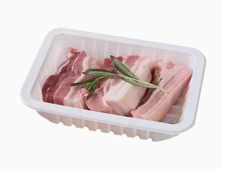 Pork belly in a white plastic tray