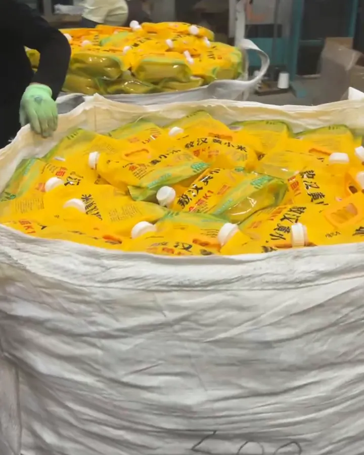 Filled and capped wide-spout millet pouches